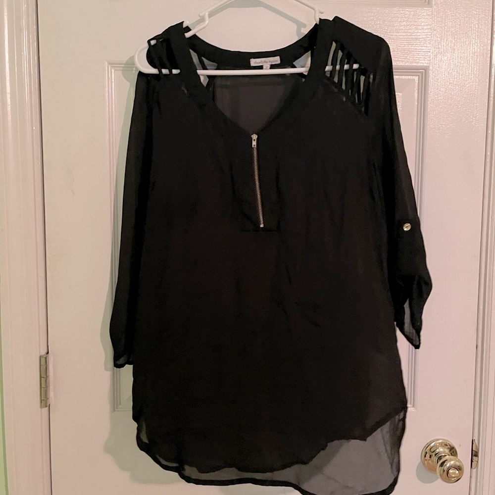Black with Gold Zipper Top